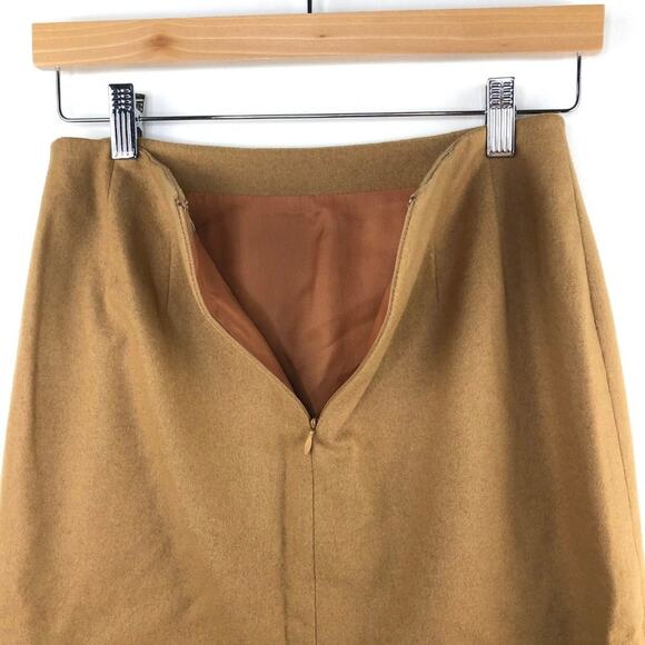 Neiman Marcus Camel Colored Laser Cut Pencil Skirt - Picture 6 of 7